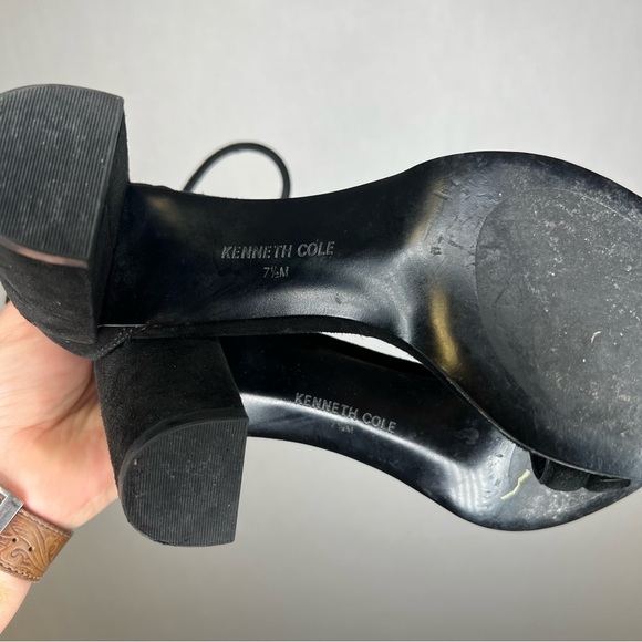 Kenneth Cole New York | 7.5 Black Block Heel Mules Suede Simple Modern - Picture 5 of 7